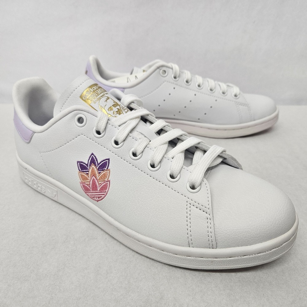 Adidas Stan Smith Casual Sneakers GZ8142 White Purple Gold Women's Size 8.5